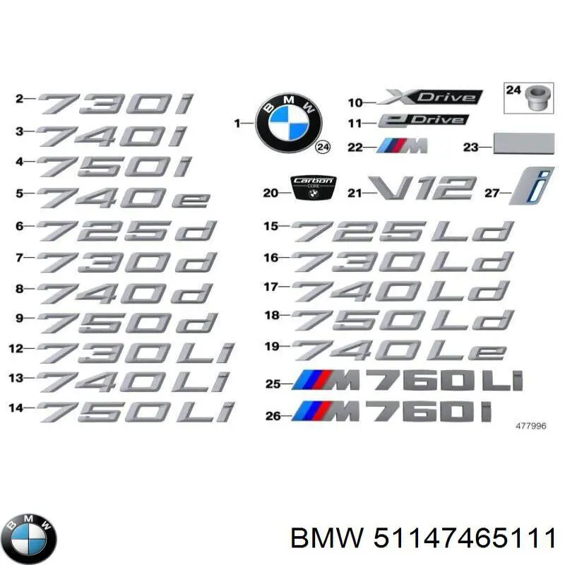 Фірмовий значок капота BMW 51147465111 ціна, від 35.55 USD