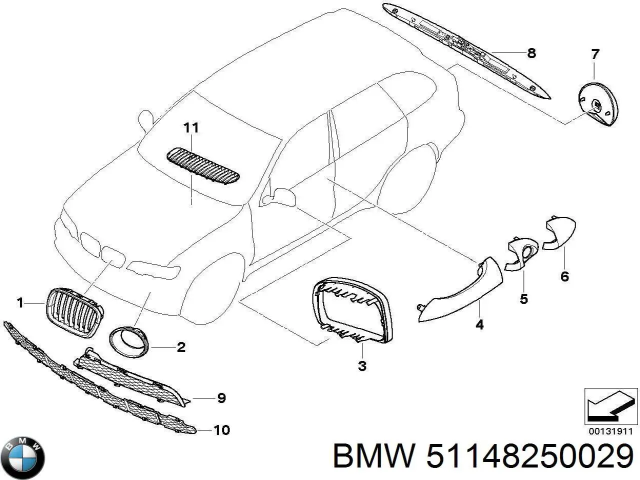 Кріплення переднього номера автомобіля BMW 51148250029 ціна, від 14.06 USD