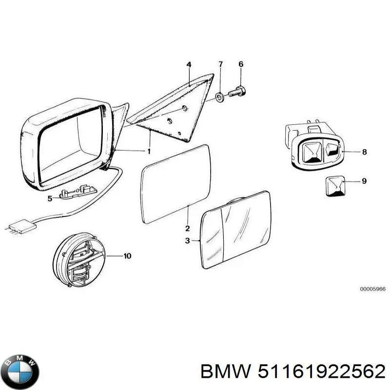 Праве бічне дзеркало BMW 19045280 ціна, від 11.25 USD