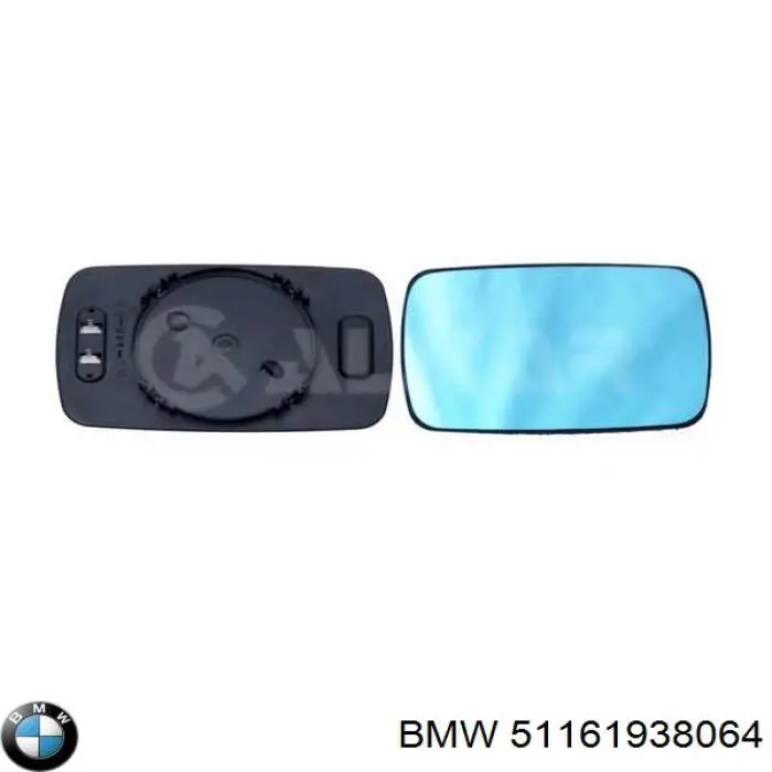Зеркальный элемент зеркала заднего вида BMW 51161938064