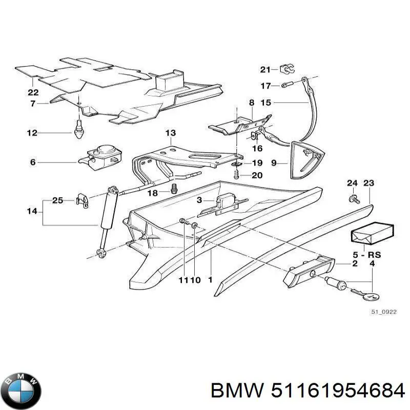 51161954684 BMW Амортизатор кришки бардачка