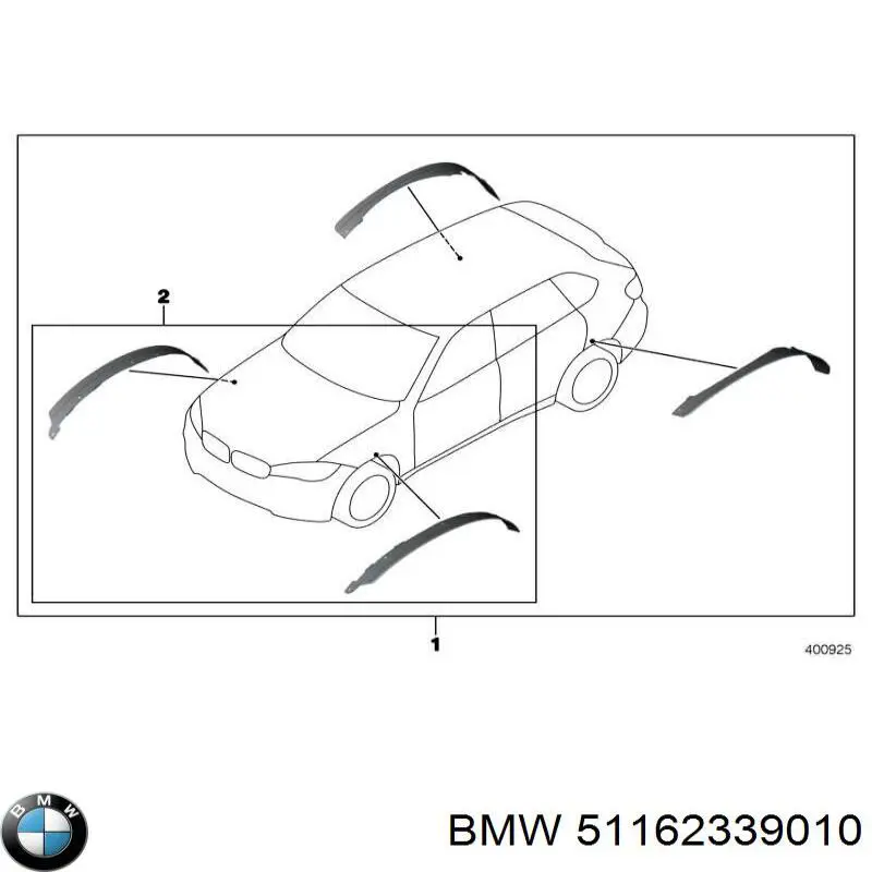 Розширювач крила, комплект 4 шт BMW 51162339010 ціна, від 477.43 USD