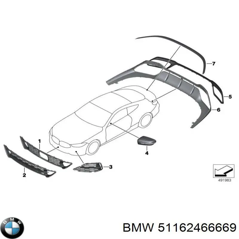 Накладка лівого бокового дзеркала BMW 51162466669 ціна, від 335.67 USD