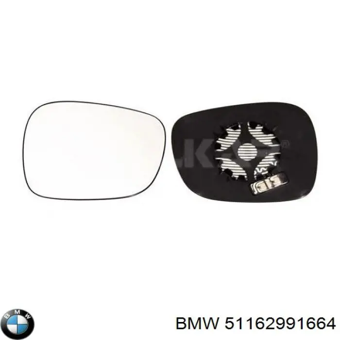 51162991664 BMW дзеркальний елемент дзеркала заднього виду, правого