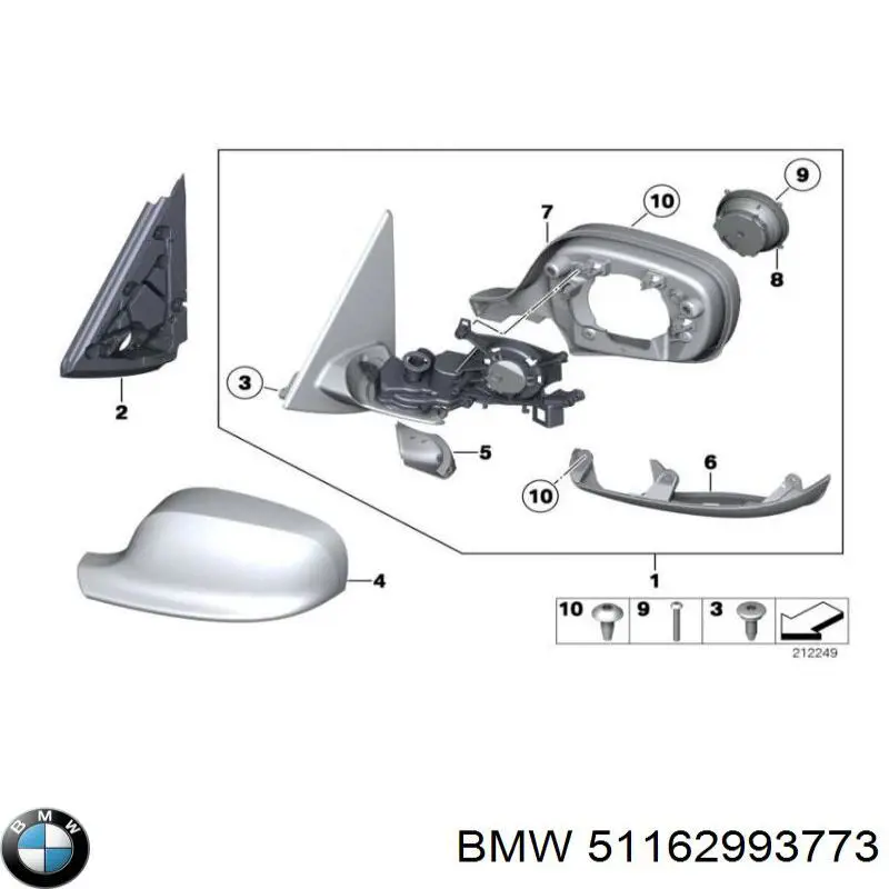 Ліве бічне дзеркало BMW 51162993773 ціна, від 241.34 USD