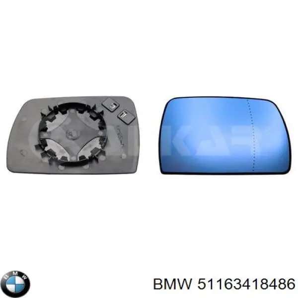 51163418486 BMW дзеркальний елемент дзеркала заднього виду, правого