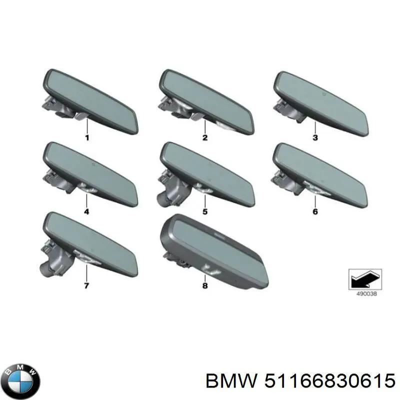 51166830615 BMW Салоне дзеркало заднього виду