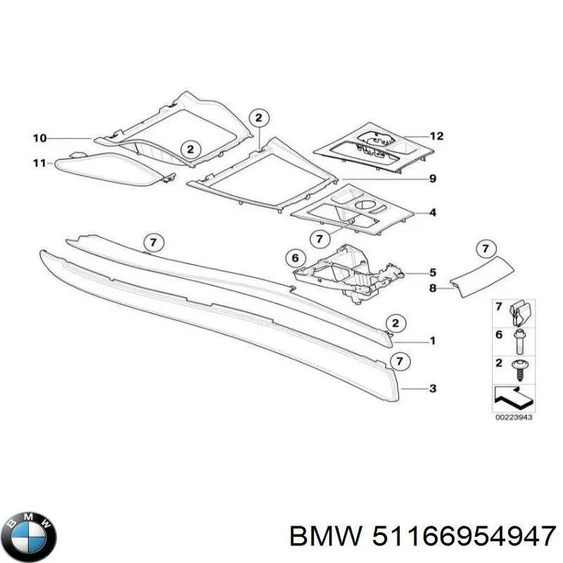 Декоративна накладка центральної консолі BMW 51166954947 ціна, від 22.53 USD