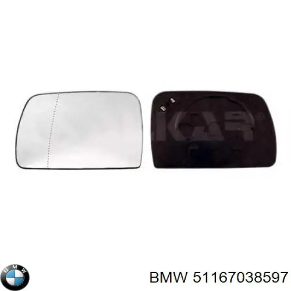 Дзеркальний елемент лівого дзеркала заднього виду BMW 51167038597 ціна, від 17.60 USD