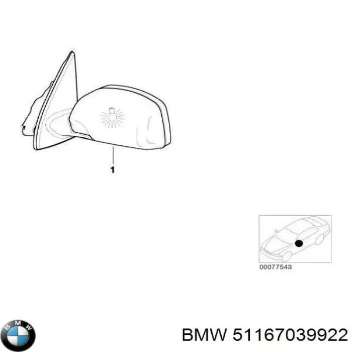 Корпус дзеркала заднього виду, лівого BMW 51167002210 ціна, від 534.74 USD
