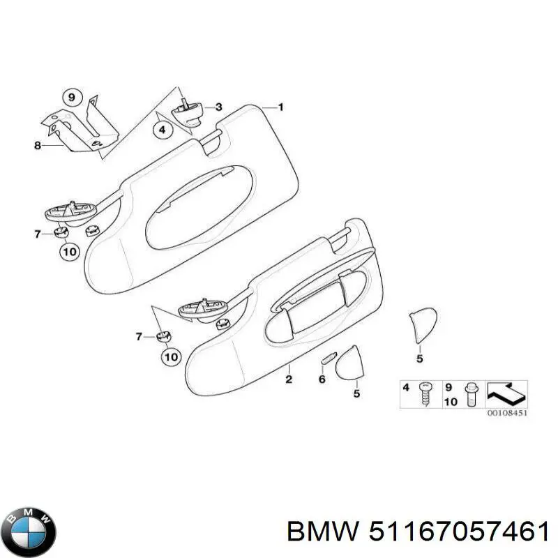 Козирок сонцезахисний автомобіля BMW 51167057461 ціна, від 132.72 USD