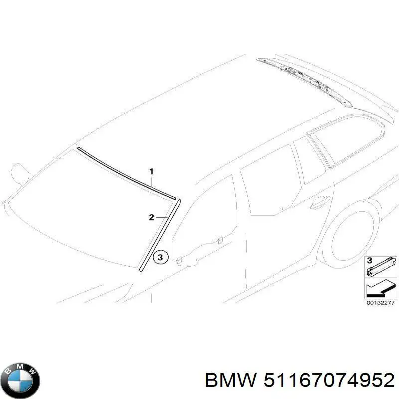 Купити 51167074952 BMW Скло дзеркала заднього виду, правого