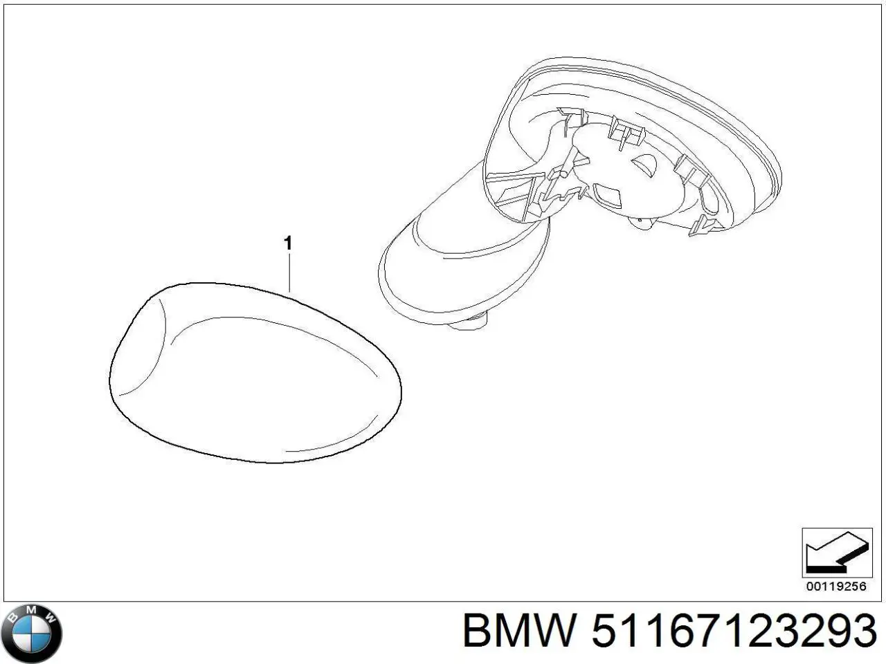 Накладка лівого бокового дзеркала BMW 51167123293 ціна, від 90.00 USD