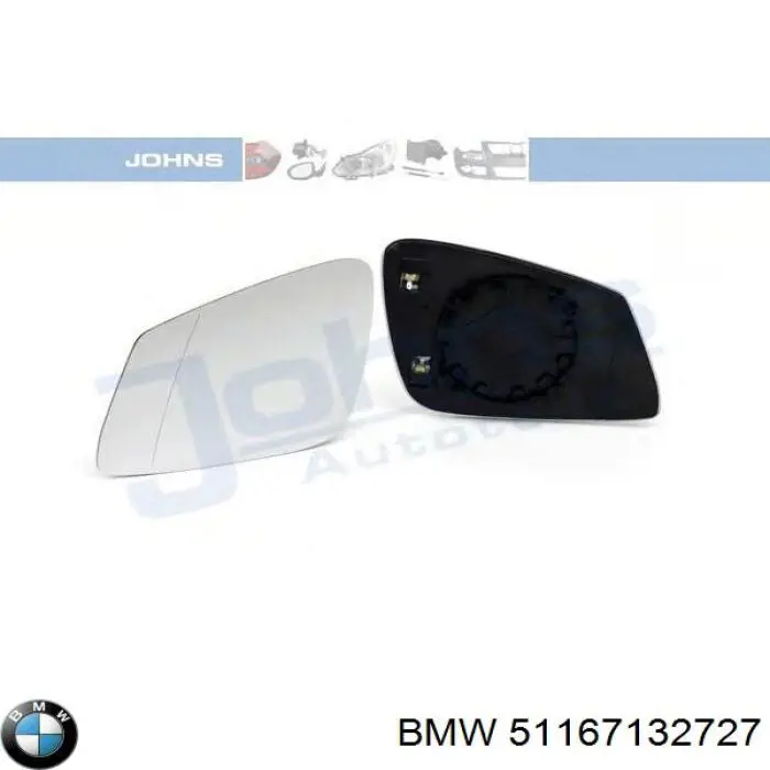 Дзеркальний елемент дзеркала заднього виду, лівого 51167132727 BMW
