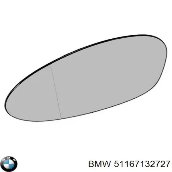 Дзеркальний елемент лівого дзеркала заднього виду BMW 51167132727 ціна, від 14.46 USD