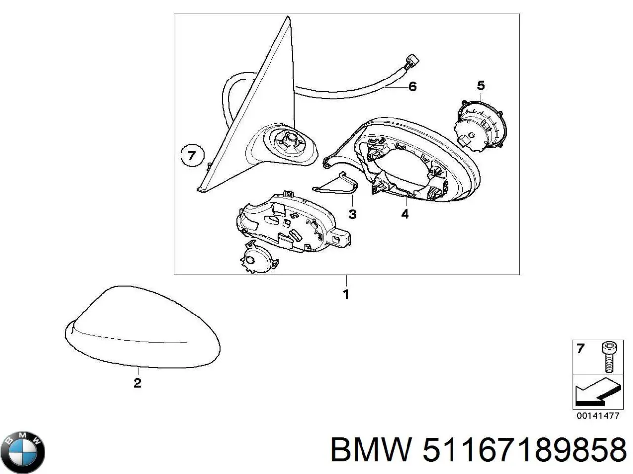 Праве бічне дзеркало BMW 51167189858 ціна, від 100.45 USD