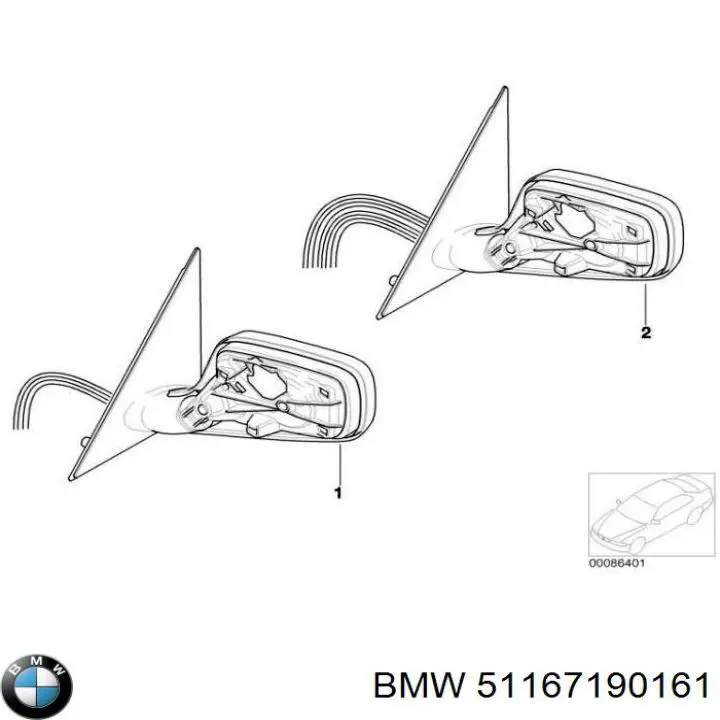 Ліве бічне дзеркало BMW 51167190161 ціна, від 114.02 USD