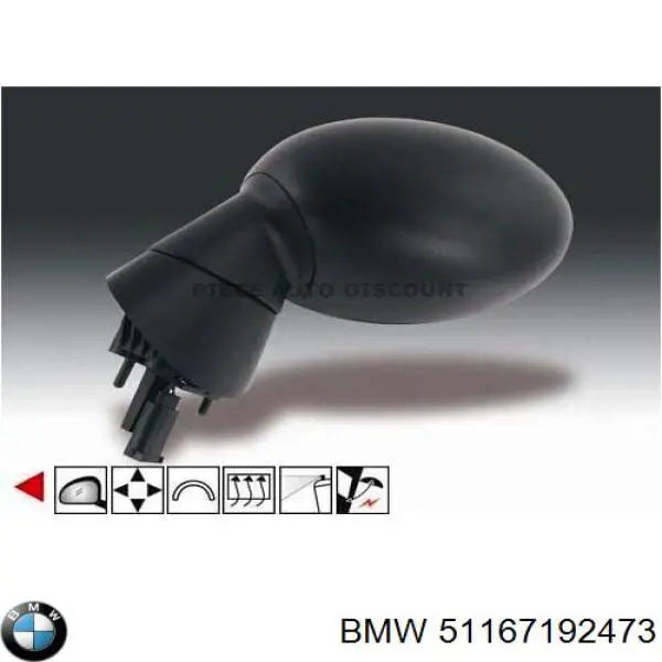 51167192473 BMW Дзеркало заднього виду, ліве