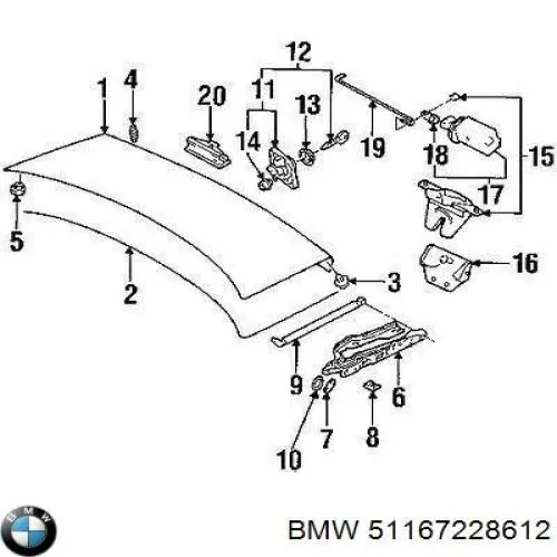 Дзеркальний елемент правого дзеркала заднього виду BMW 51167228612 ціна, від 108.58 USD