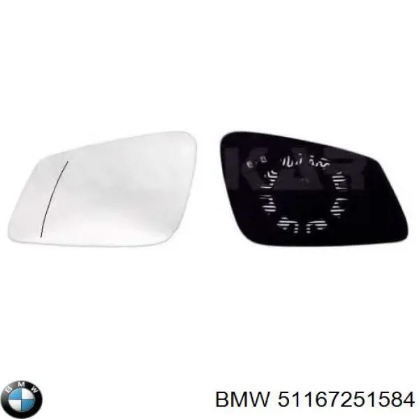 Зеркальный элемент зеркала заднего вида BMW 51167251584