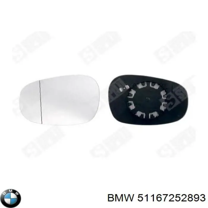 Зеркальный элемент левый BMW 51167252893