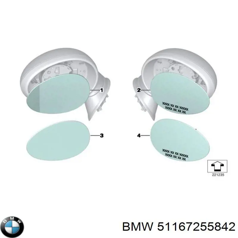 51167255842 BMW Дзеркальний елемент правий