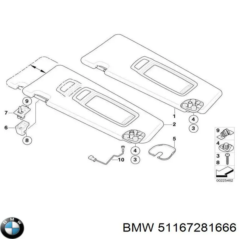 Козирок сонцезахисний автомобіля BMW 51167281666 ціна, від 41.27 USD