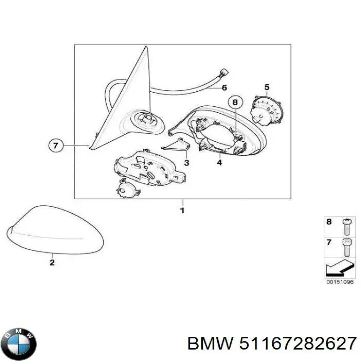 Ліве бічне дзеркало BMW 51167282627 ціна, від 638.13 USD