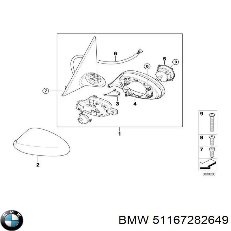 Ліве бічне дзеркало BMW 51167282649 ціна, від 699.54 USD