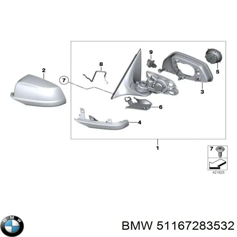 Ліве бічне дзеркало BMW 51167283559 ціна, від 78.74 USD