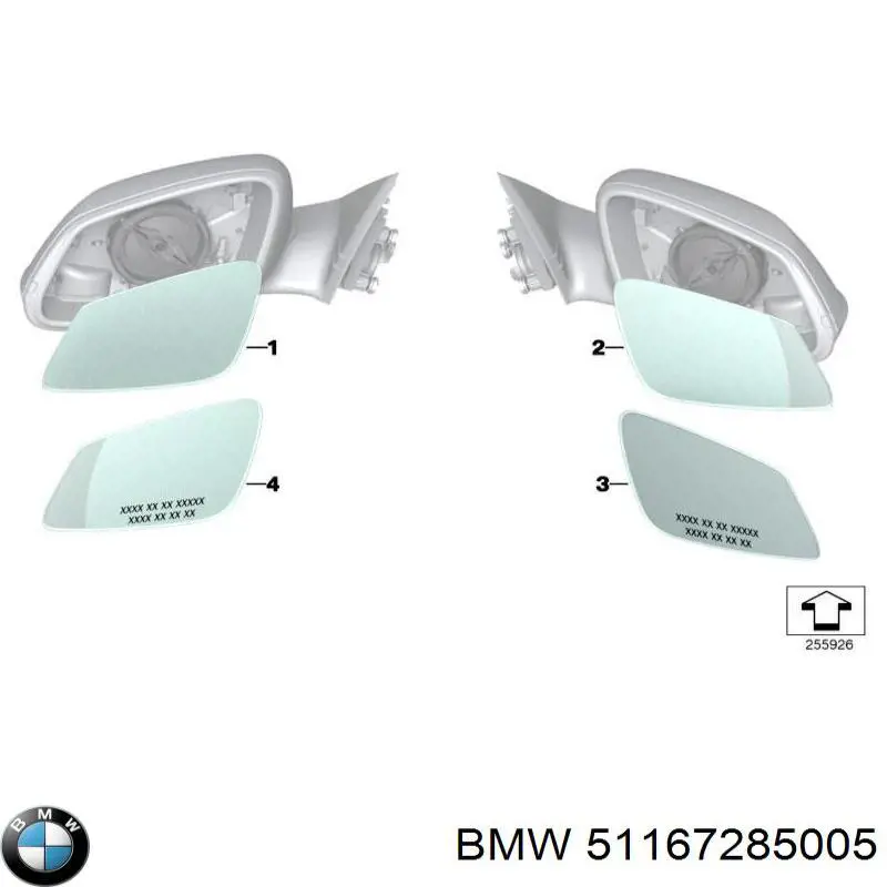 51167285005 BMW дзеркальний елемент дзеркала заднього виду, лівого