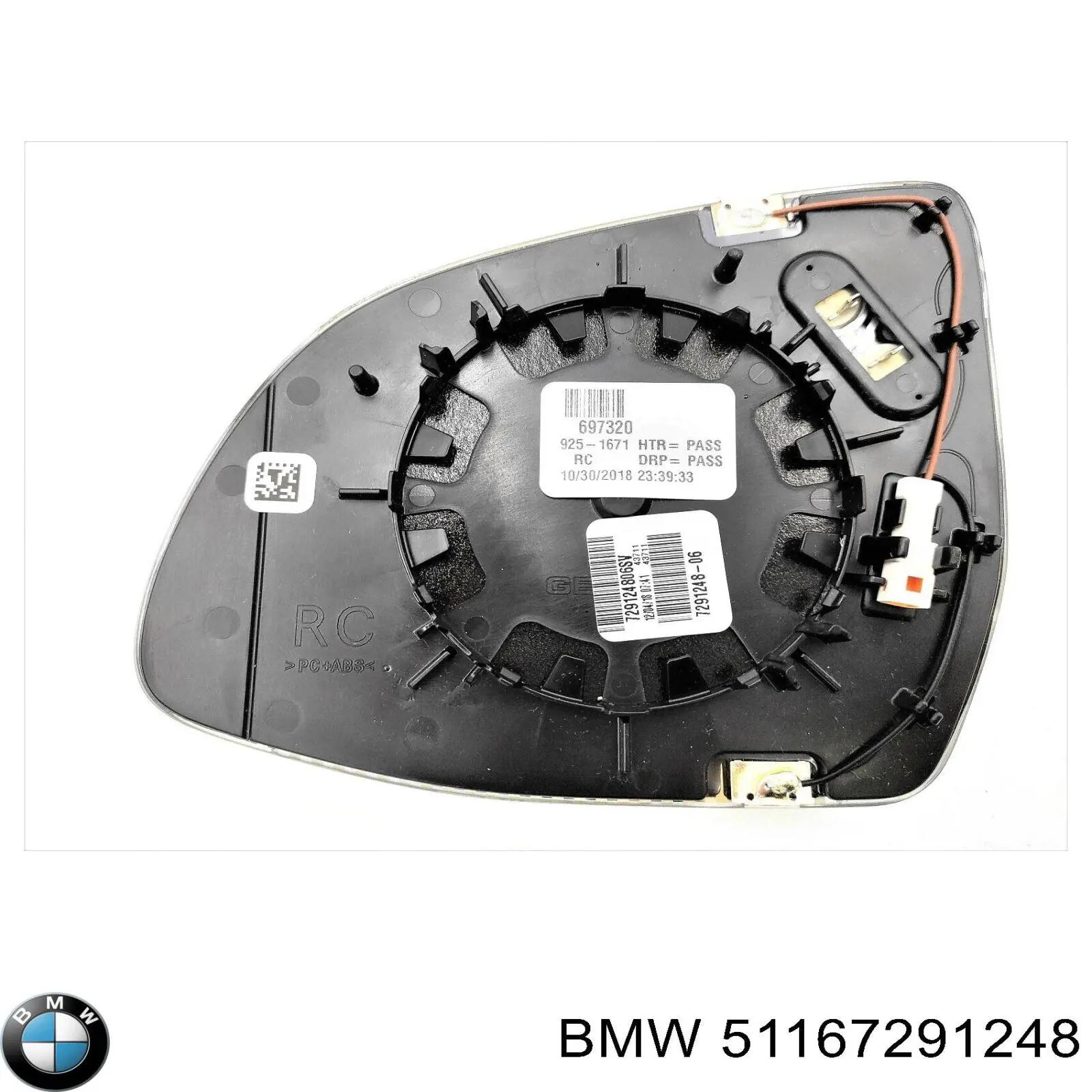 Дзеркальний елемент правого дзеркала заднього виду BMW 51167291248 ціна, від 174.85 USD