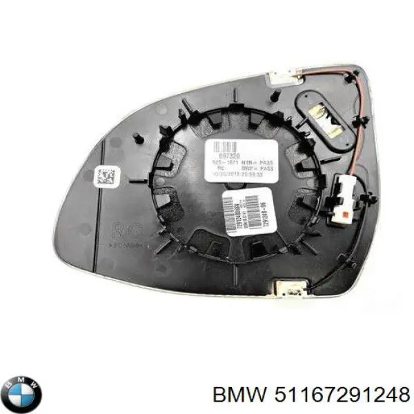 Купити 51167291248 BMW Скло дзеркала заднього виду, правого