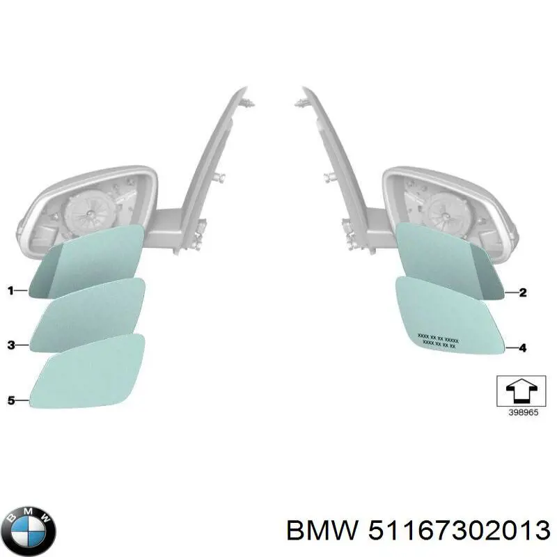 Дзеркальний елемент лівого дзеркала заднього виду BMW 51167302013 ціна, від 465.55 USD