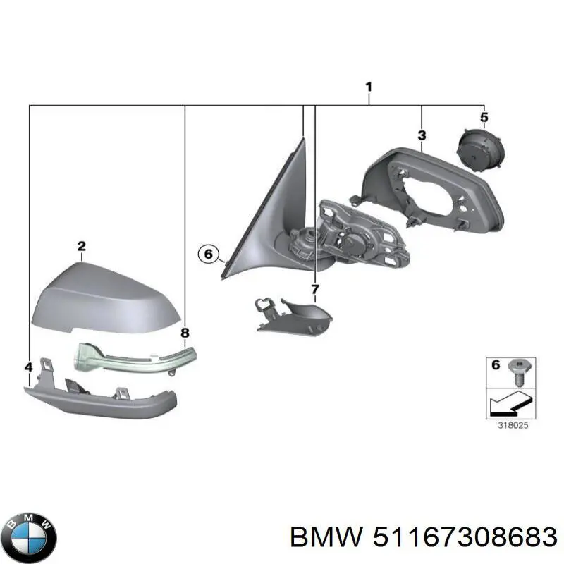 Накладка лівого бокового дзеркала BMW 51167308683 ціна, від 22.08 USD