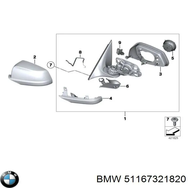 51167321820 BMW Праве дзеркало заднього виду