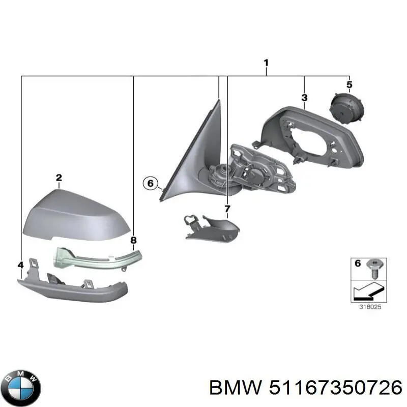 Купити 51167350726 BMW Дзеркало праве