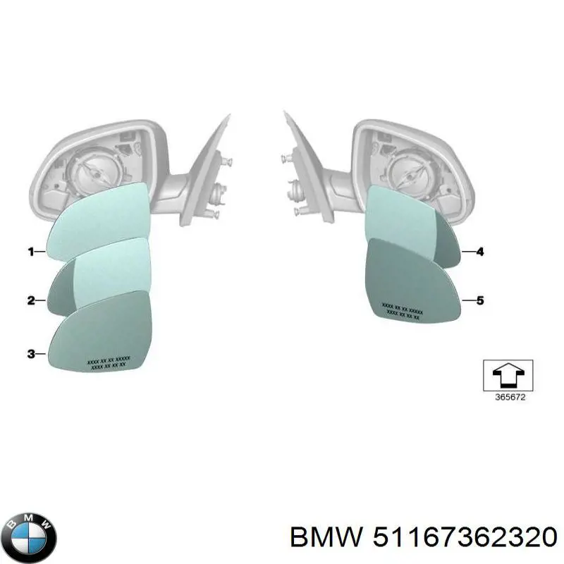 51167362320 BMW Дзеркальний елемент правий