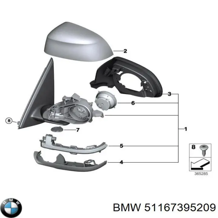 Ліве бічне дзеркало BMW 51167395209 ціна, від 562.50 USD