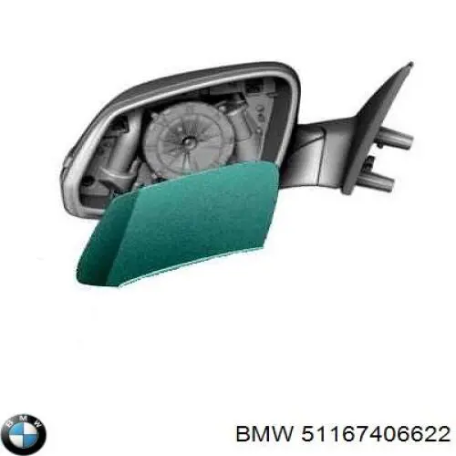 Дзеркальний елемент дзеркала заднього виду, правого 51167406622 BMW