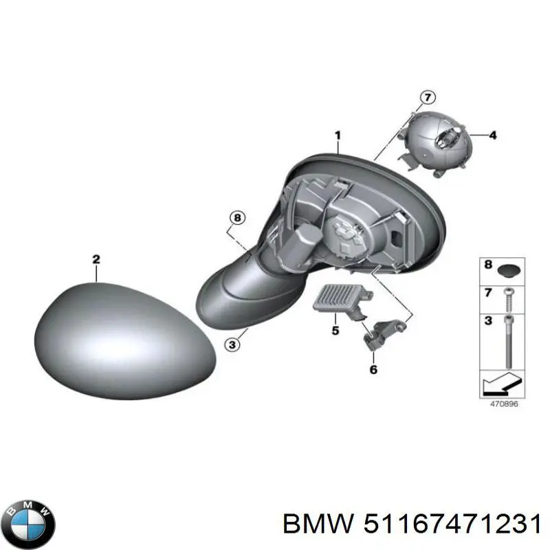 Ліве бічне дзеркало BMW 51167471231 ціна, від 269.35 USD