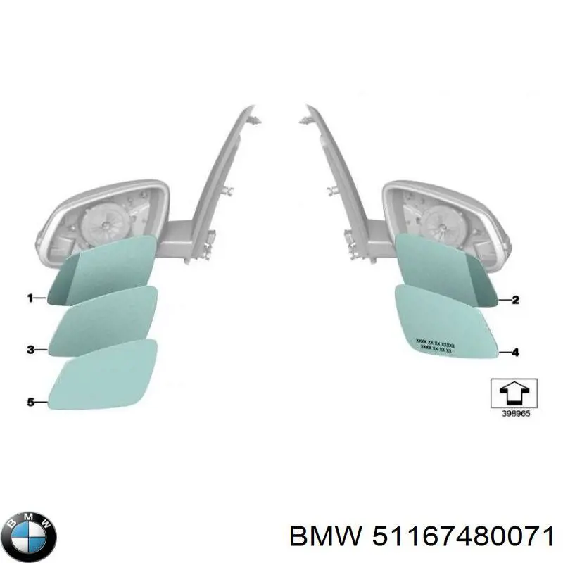 Дзеркальний елемент лівого дзеркала заднього виду BMW 51167480071 ціна, від 312.07 USD