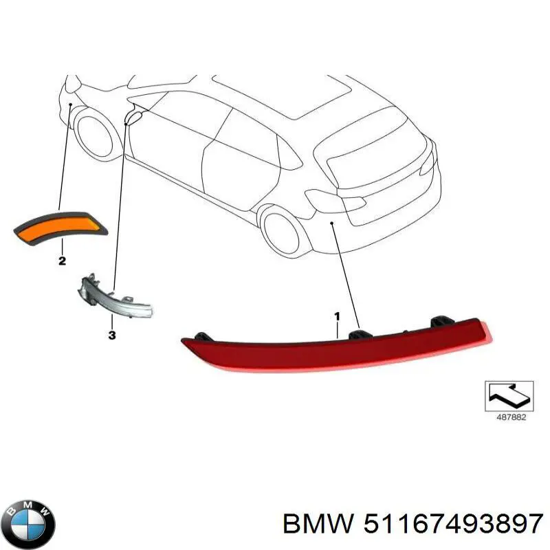Покажчик повороту дзеркала, лівий BMW 51167493897 ціна, від 57.07 USD