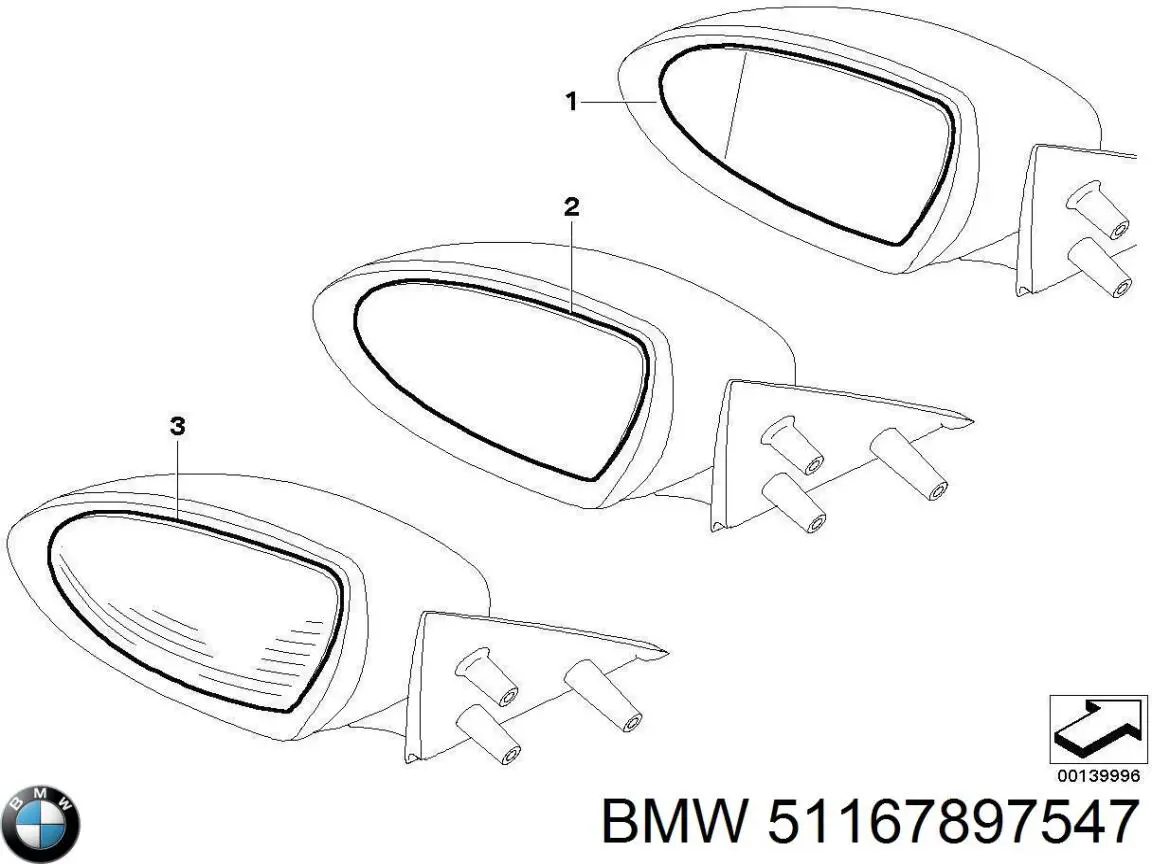 51167897547 BMW Дзеркальний елемент лівий
