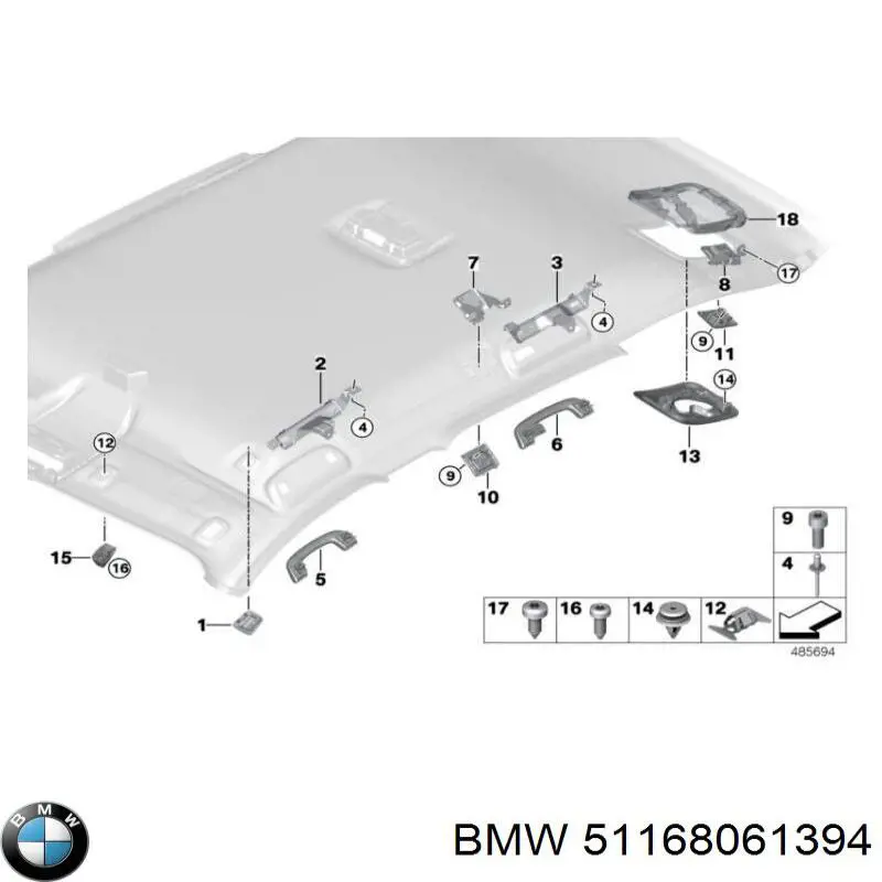 Поручні (тримачі) і гачок для одягу BMW 51168061394 ціна, від 6.33 USD
