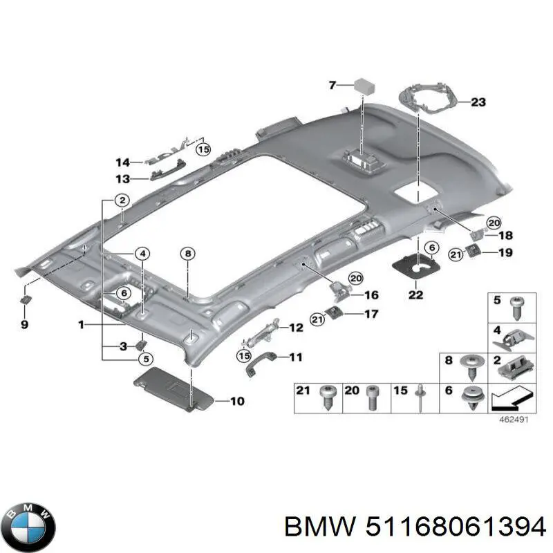 51168061394 BMW Ручка салону, даху