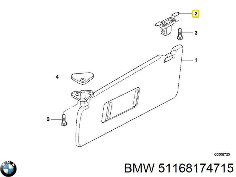 Фіксатор сонцезахисного козирка BMW 51168174715 ціна, від 5.07 USD
