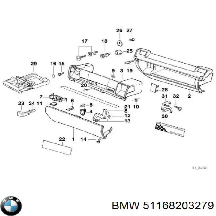 Амортизатор кришки бардачка на BMW 3 (E36)