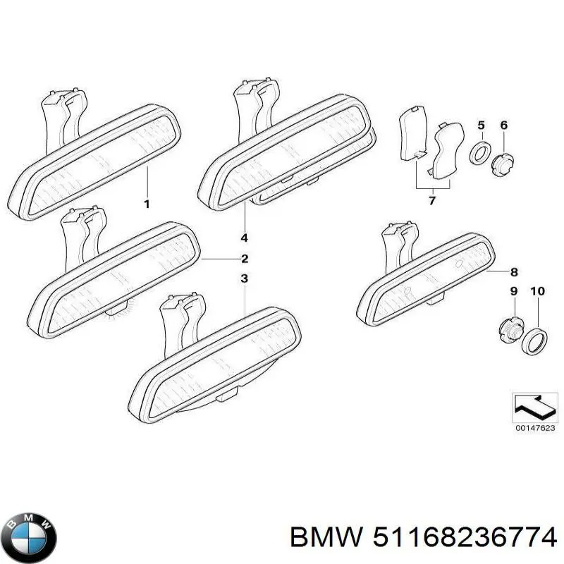 Салоне дзеркало заднього виду на BMW 5  E39
