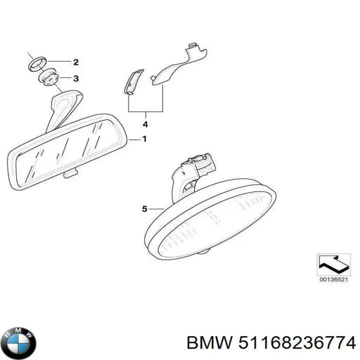 Дзеркало заднього виду в салоні BMW 5 седан (E39) (1995 - 2003) ціна, від 10.43 USD